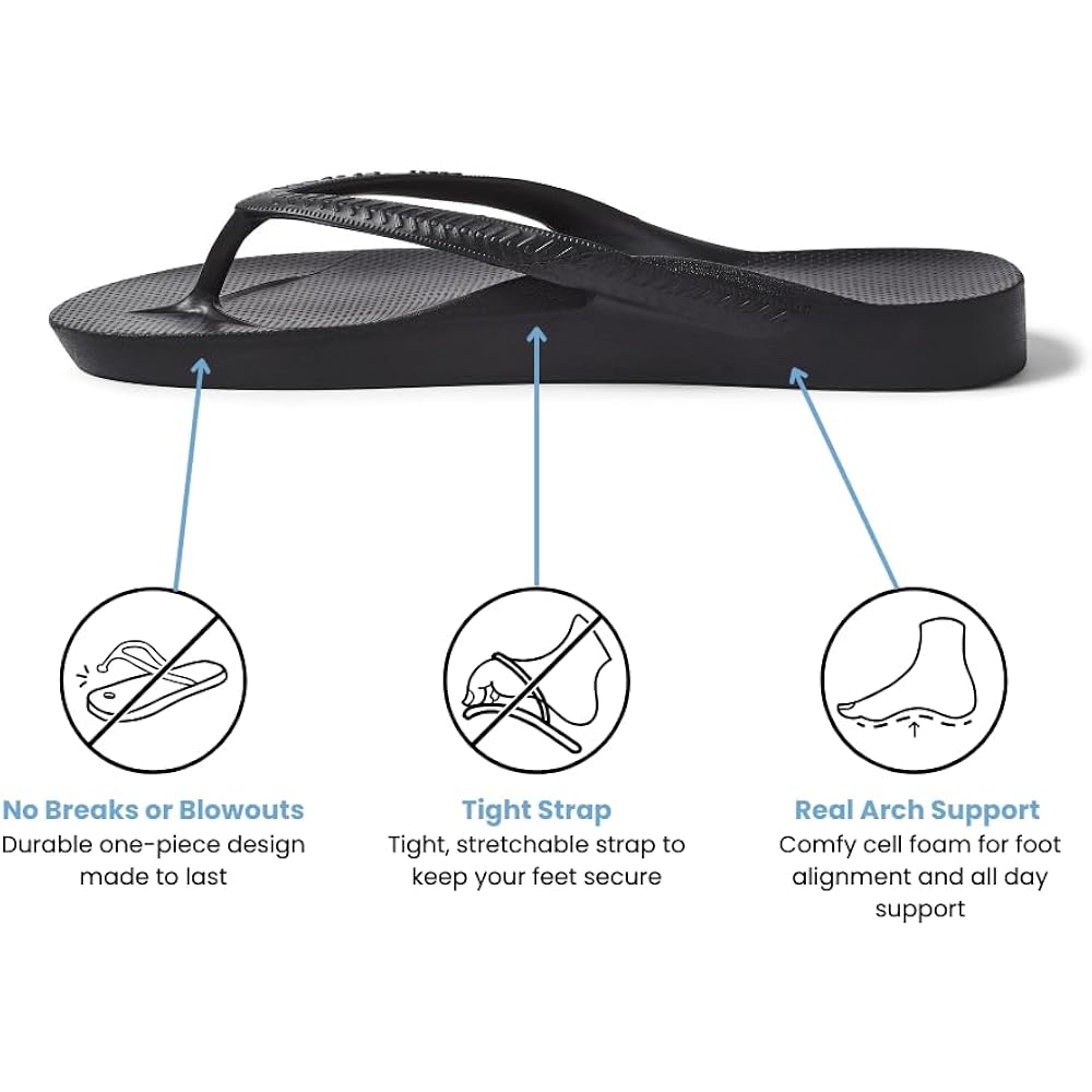 Archies Arch Support Flip Flops For Men & Women – Orthotic Sandals For Plantar Fasciitis Relief – Lightweight, Cushioning, Shock-Absorbing Thong Sandals For Walking, Foot Pain & All-Day Comfort