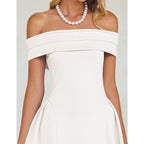 Zesica Summer 2026 Cocktail Dresses For Women'S Off Shoulder Short Sleeve Swing A Line Wedding Evening Party Midi Dress
