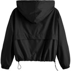 Verdusa Women'S Windbreaker Jacket Zip Up Hoodie Rain Jackets With Pocket