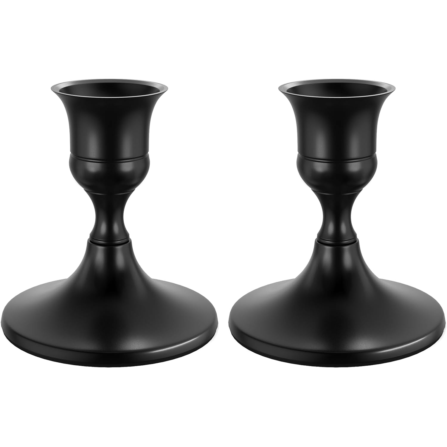 zeochyni Black Taper Candle Holders Set of 2, Vintage Metal Candlestick Holders for Dinner Room Table Centerpiece or Mantel Wedding Party Decor