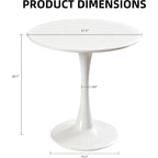 Round Dining Table, 31.5" Circle Tulip Table With Thickened Tabletop & Metal Pedestal, Mid Century Modern Bistro Table For Kitchen, Small Places, Living Room, Cafe (White)