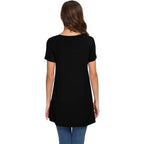 Women's Summer Casual Short Sleeve V-Neck T-Shirt Tunic Tops Blouse Shirts