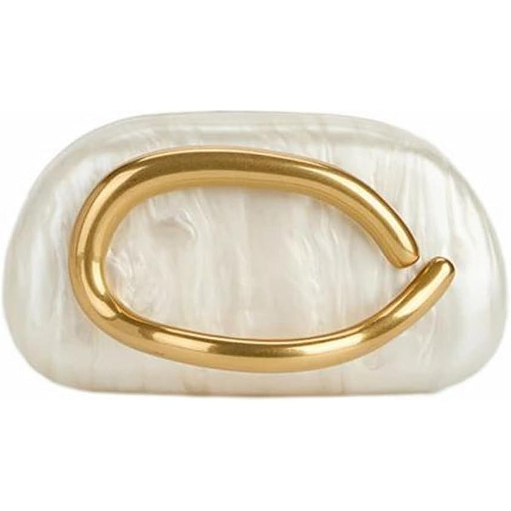 Women Acrylic Clutch Box Metal Handle Evening Bag Trendy Ladies Shoulder Crossbody Purse for Wedding Party Causal