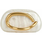 Women Acrylic Clutch Box Metal Handle Evening Bag Trendy Ladies Shoulder Crossbody Purse for Wedding Party Causal