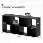 8 Cube Storage Organizer Shelf, Open Cube Bookshelf, Reversible Bookcase, Sturdy Modern Storage For Home Office, Bedroom, Living Room, Deep Black