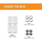 FastRack Regular Mouth Mason Jars 16 oz with Airtight Lids – Pack of 4 | Empty Glass Canning Jars for Food Storage, Fermentation, Pickling Canning, Meal Prep, Pantry Organization & Kombucha Brewing