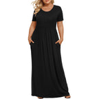 Longyuan Women'S Plus Size Maxi Dresses Summer Short Sleeve Casual Long Dress 2026 Xl-6Xl