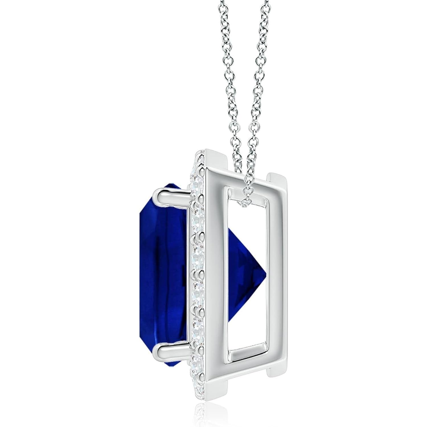 Angara Lab Grown Blue Sapphire Pendant for Women | Vintage in 14K Solid Gold/Platinum With 18" Chain | September Birthday, Anniversary, Gemstone Jewelry Gift
