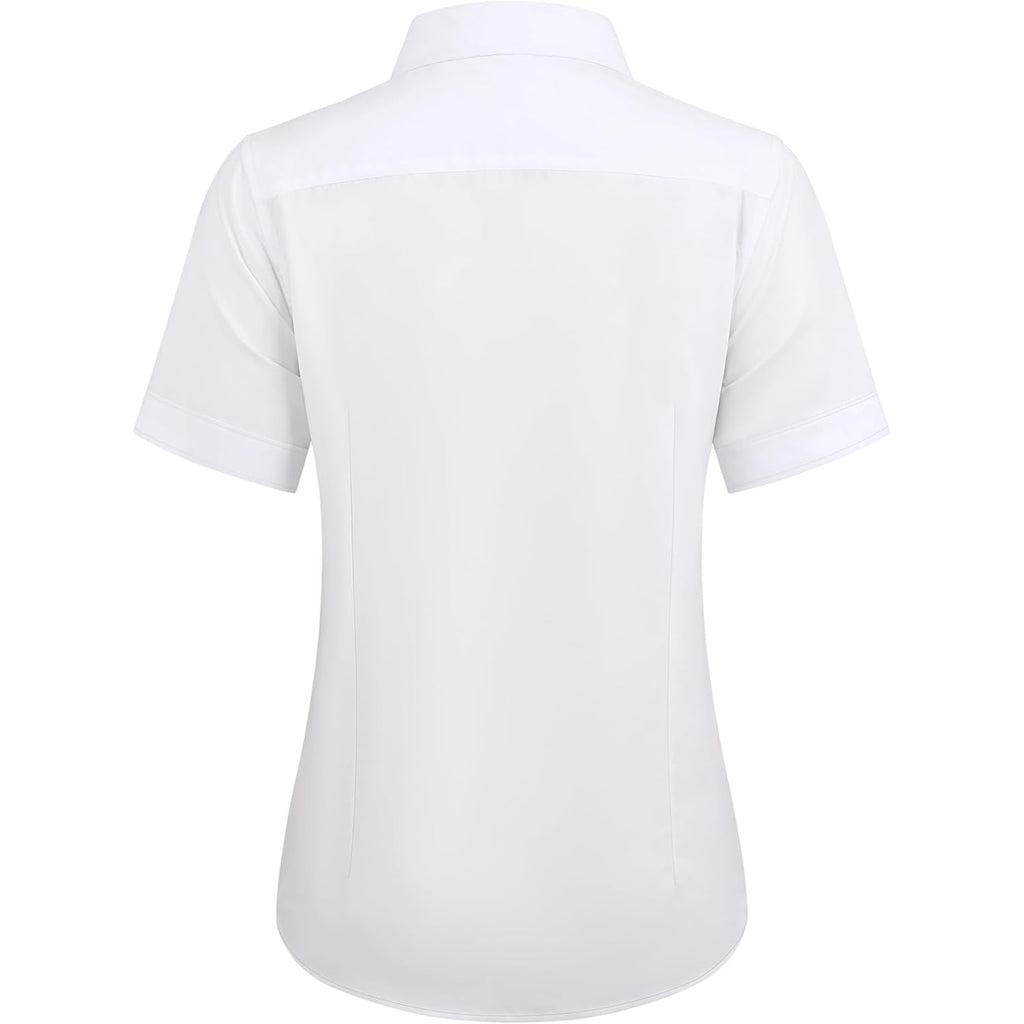 Womens Stain Shield Dress Shirts Wrinkle Free Short Sleeve Solid Tops Blouses Button Down Shirts
