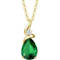 FANCIME 14K Solid Yellow Gold Birthstone Pendant Necklace for Women with Diamond Pear Shaped Teardrop Necklace Birthday Gifts for Mom Women Sterling Silver Chain 16" + 2" Extender