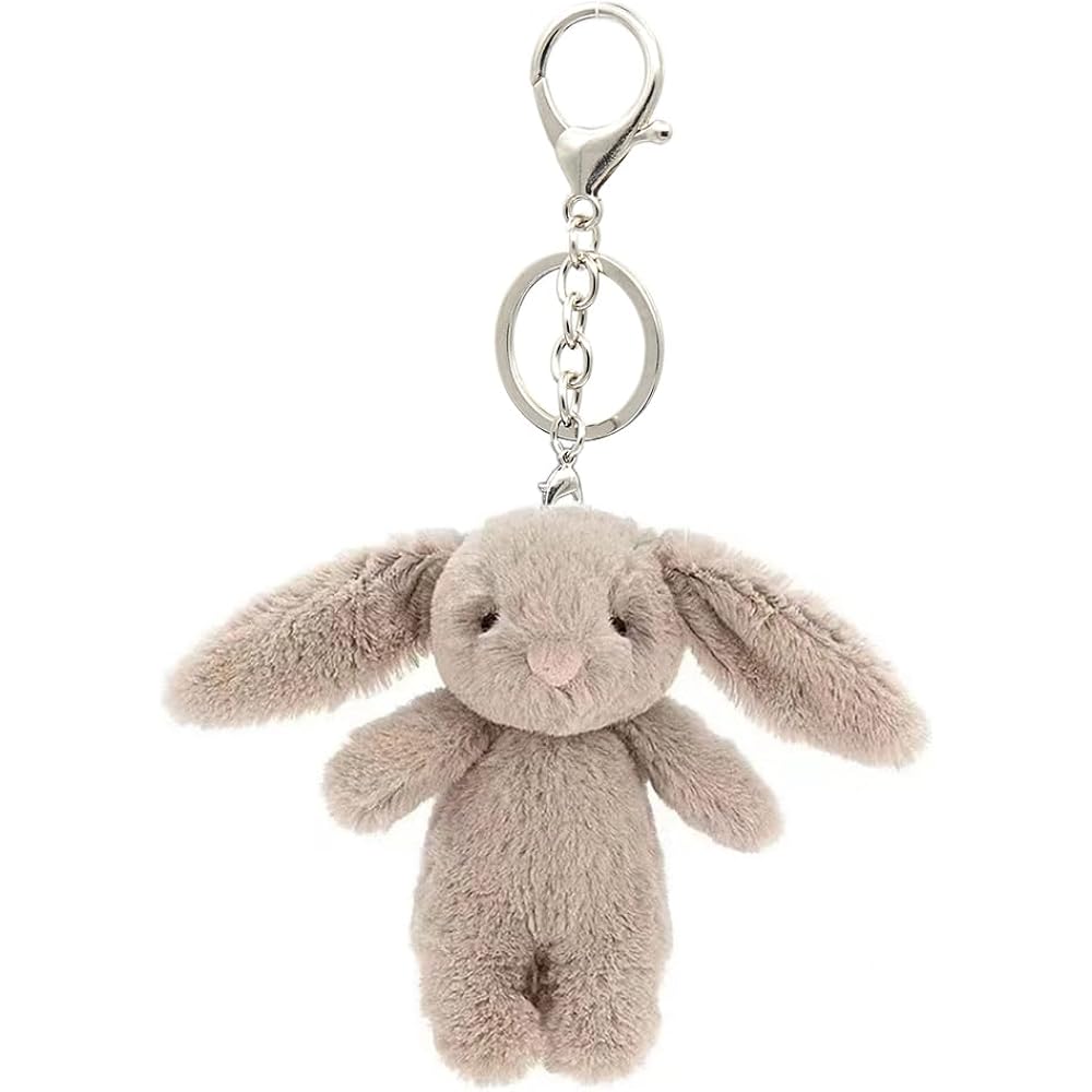 Miokkley Cute Bunny Plush Keychain for Backpack, 3.5" Inch Mini Rabbit Keychain Purse Charm Pendant Gift for Women