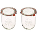 Weck Tulip Jars 1 Liter - Large Sour Dough Starter Jars with Wide Mouth - Suitable for Canning and Storage - 2 with Glass Lids