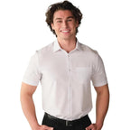 &Collar Mens Short Sleeve White Dress Shirt, 4-Way Stretch, Wrinkle Free