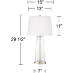 Leo 29 1/2" Tall Table Lamps Set Of 2 Gauntlet Gray Glass Modern | Living Room Bedroom Bedside Nightstand House Office Home Reading Kitchen Entryway Console White Shade End