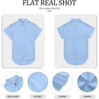 Womens Short Sleeve Casual Button Down Shirts Summer Soft Fashion Cotton Blouses Tops With Pocket