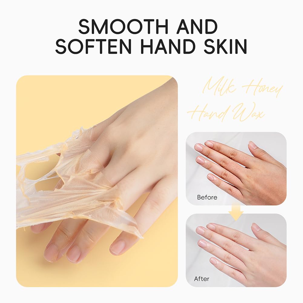 Milk Honey Peel Off Hand Wax for Women Men,2 Pack Exfoliating Hand Peeling Film-Deep Cleansing,Moisturizing,Exfoliating,Smoothing,Hands Care Paraffinfor Dry Rough Cracked Hands,1.76 Oz