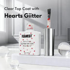 FZANEST Glitter Gel Top Coat, Hema-free Tpo-free Valentine's Day Limited Red & Pink Heart Clear Gel Polish No Wipe Uv Top Coat Nail Decoration Nail Art Sparkle Manicure DIY Home Salon