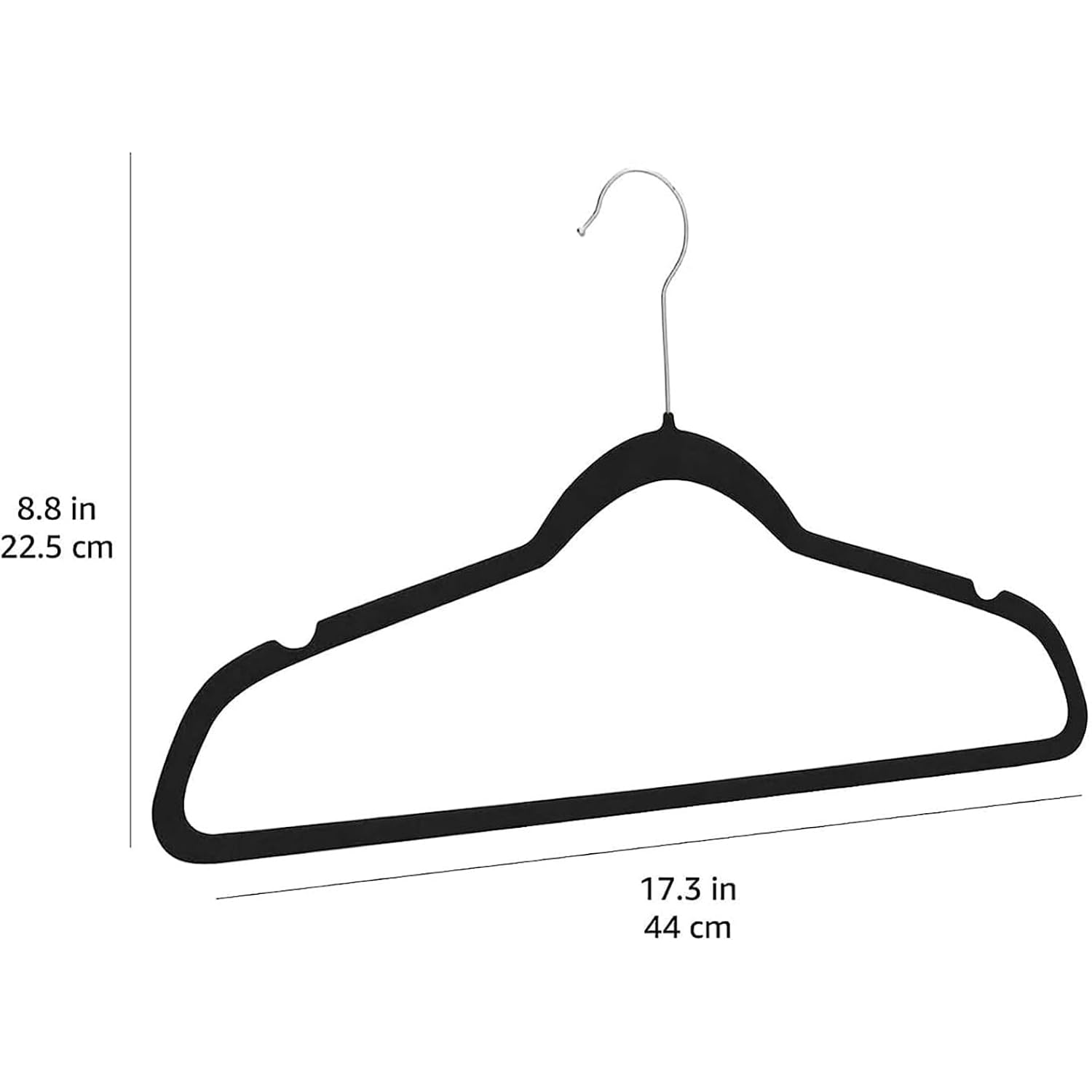 Amazon Basics Slim Velvet Non-Slip Space Saving Suit Clothes Hangers For Closet Organization, Black/Silver, 30-Pack