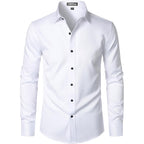 Zeroyaa Men'S Long Sleeve Dress Shirt Modern Slim Fit Wrinkle-Free Casual Business Button Up Shirts