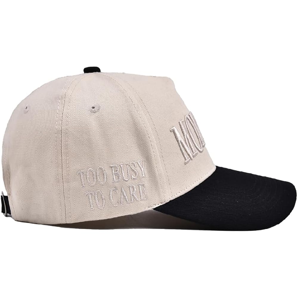 Mommin Trucker Hat, Adjustable Embroidered Vintage Two-Tone Mama Baseball Cap Beige/Beige