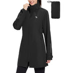 Baleaf Women'S Long Rain Coat Lightweight Packable Rain Jacket With Hood | Waterproof Windbreaker Rain Coat Adjustable Waist, Rain Jacket Women With 2 Deep Secure Zip Pockets
