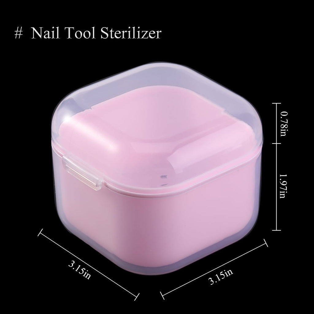 1Pcs Nail Tool Sterilizer, Nail Drill Bits Cleaning Box Disinfection Container For Nail Art Accessories Manicure Sterilization Tray Salon Supplies Sterilizer Cup With Drain Basket (pink)