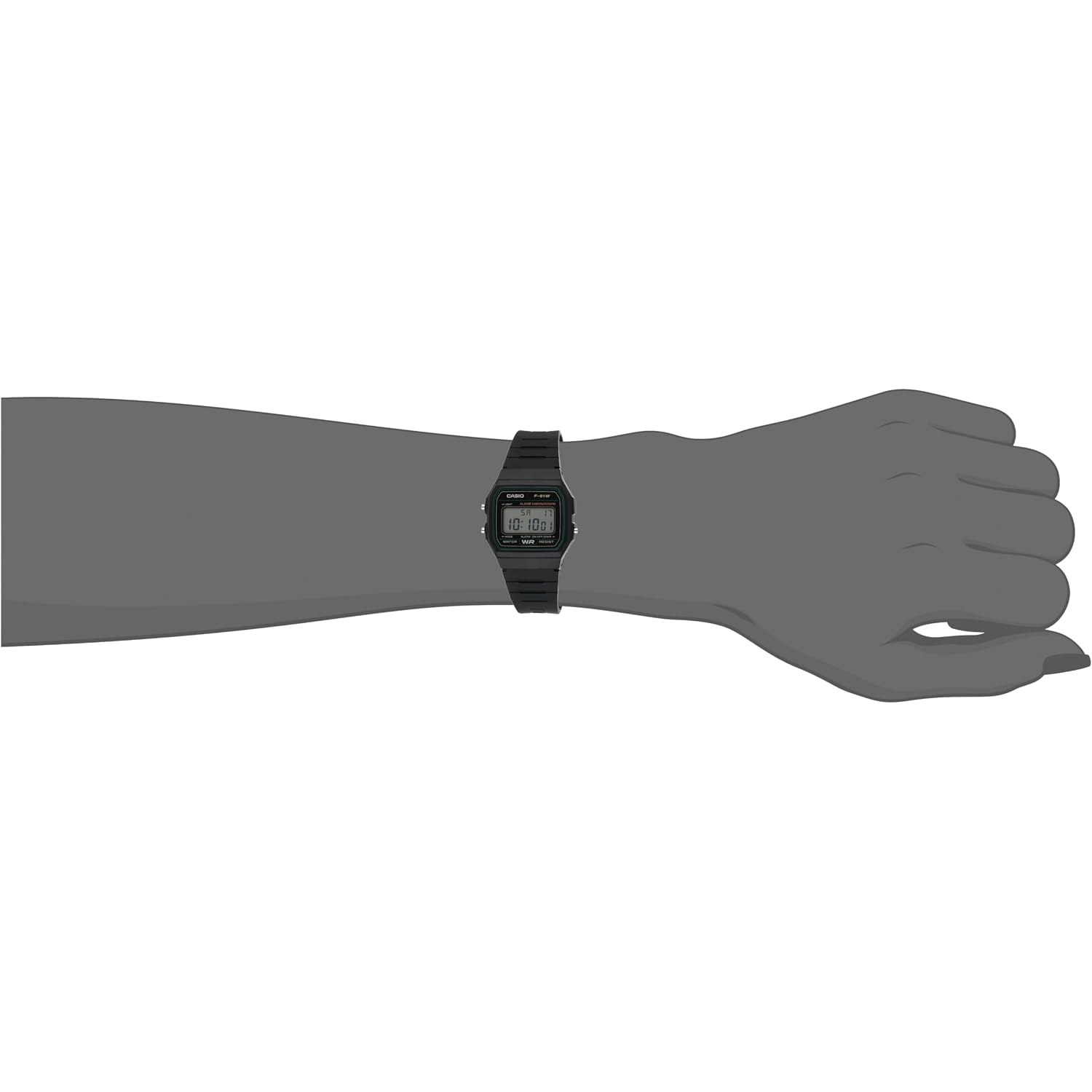 Casio F-91W-3Dg - Black Watch, Black/White, Strap