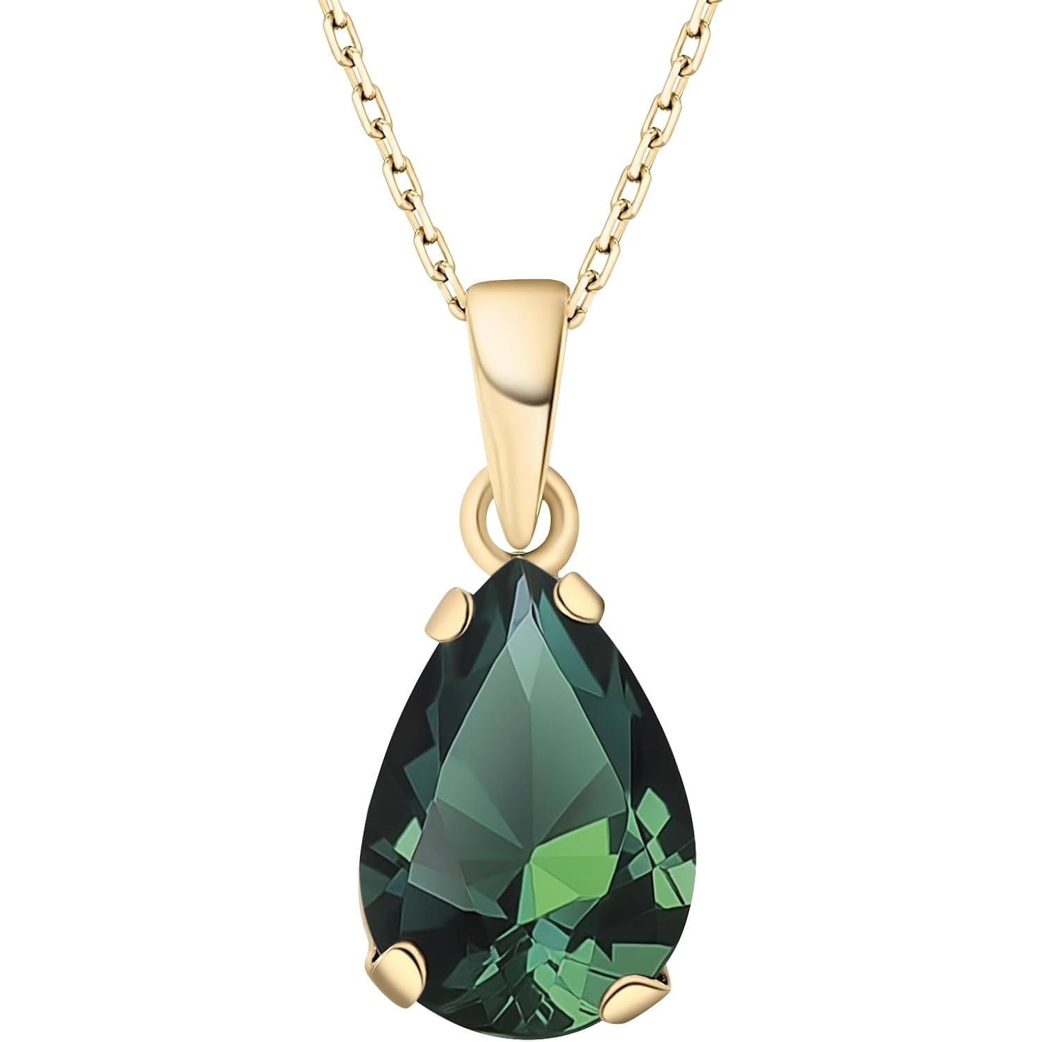 14K Gold Plated Gemstone Necklace for Women - Birthestone Teardrop Necklace - Gold Jewelry for Women - Dainty Gold Necklace - Everyday Necklaces - Gold Necklaces for Women