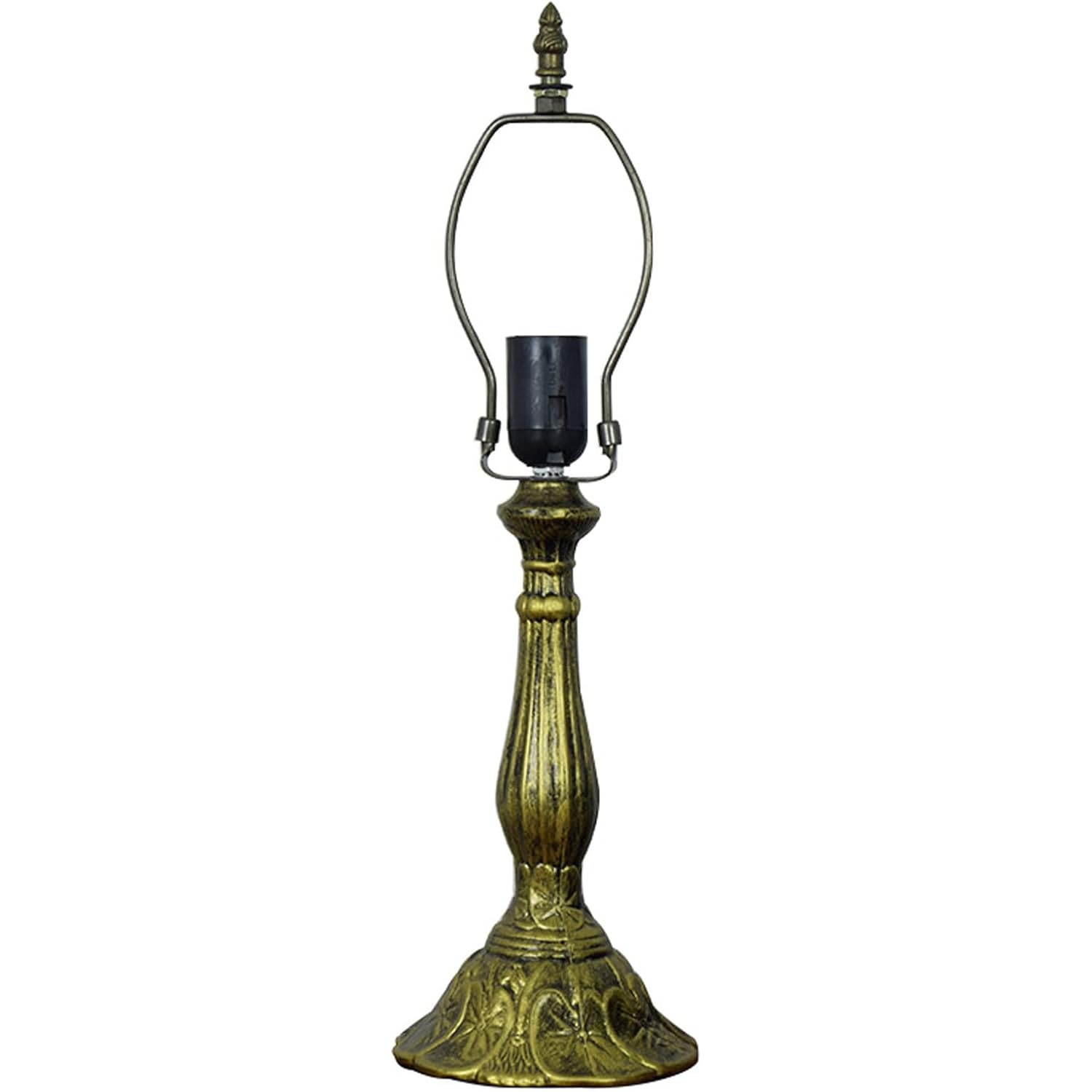 Tiffany Style Metal Table Lamp Base, 18'' Aluminum, Fits 12'' Tiffany Stained Glass Lampshades, E26 Bulb, Push Button