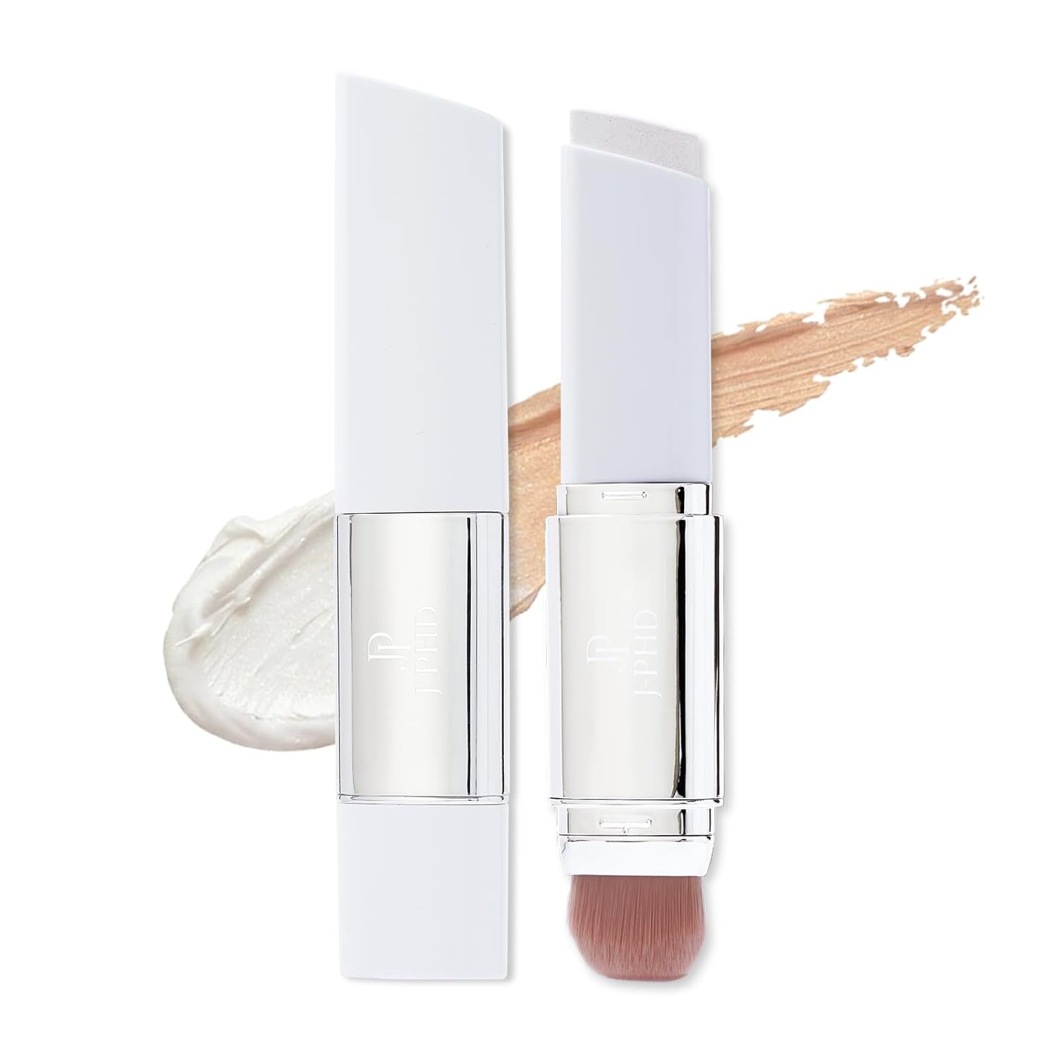 2 In 1 White Korean Color Changing Foundation Stick With Brush, Cover Cream Stick Foundation, Moisturizing Long-Lasting Hydration Makeup, Light Coverage Concealer, For All Skin Types (02#)