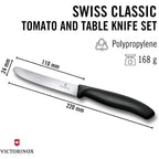 Victorinox Swiss Classic Tomato and Table Knife Set for Everyday Family Dining Serrated Blade in Black, Set of 6