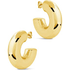 CONRAN KREMIX Waterproof Chunky Gold Hoops Earrings for Women Non Tarnish, Thick Gold Plated Circle Open Hoop,Lightweight Hollow Earrings Trendy