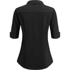 Women's Basic Button Down Shirts 3/4 Sleeve Stretch Button Up Dress Shirt Slim Fit Waitress Work Shirts