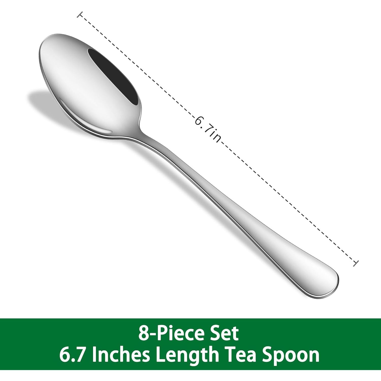 8-Piece 6.7 Inches Stainless Steel Tea Spoon,Durable Dishwasher Safe Teaspoons,Silverware Dessert Spoons For Kitchen,Small Spoons For Restaurant,Hotel