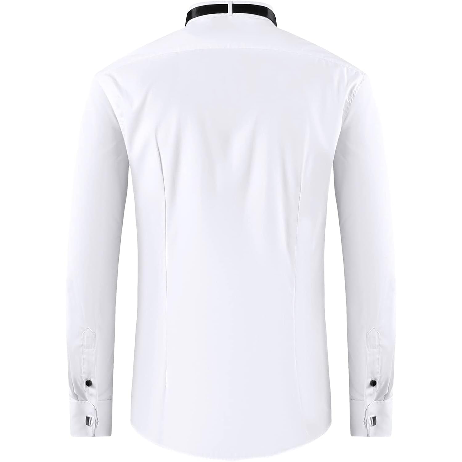 Men'S White Tuxedo Shirt With Wing Collar, French Cuffs & Accessories