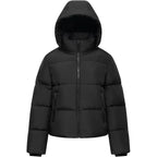 Puffit Women'S Cropped Puffer Jackets,Warm Winter Jacket With Removable Hood,Zipped Pockets,Short Ladies Quilted Coat
