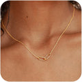 TOBENY Gold Necklace for Women Trendy 14K Gold Plated Dainty Bow Heart Cross Pendant Necklaces Cute Simple Pearl Diamond Paperclip Butterfly Italian Horn Choker Necklaces for Women Gift Jewelry