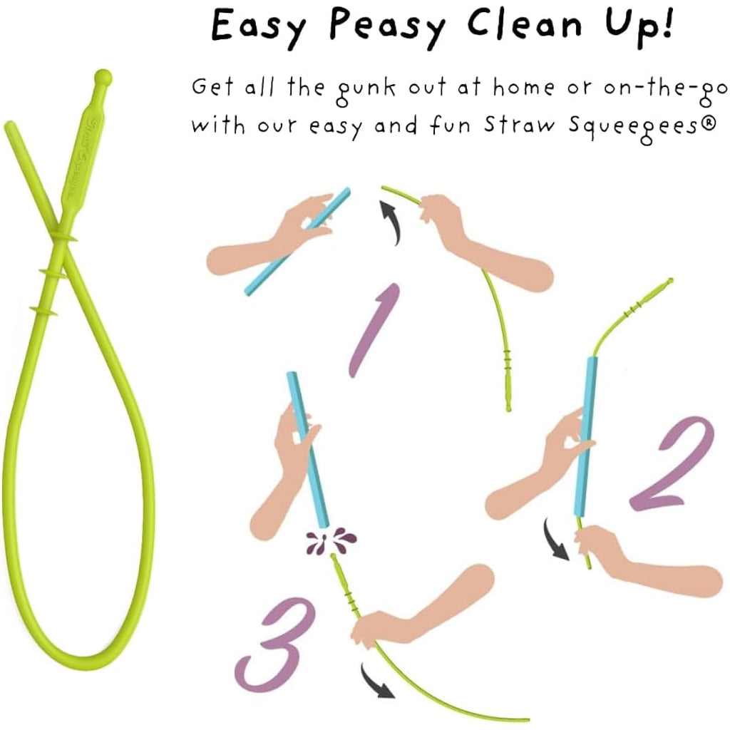 Wide Premium Reusable Silicone Drinking Straws + Patented Straw Squeegee - 9” Long With Curved Bend For 20 30 32 Oz Tumblers Non Rubber, Flexible, Safe For Kids/Toddlers, Smoothie