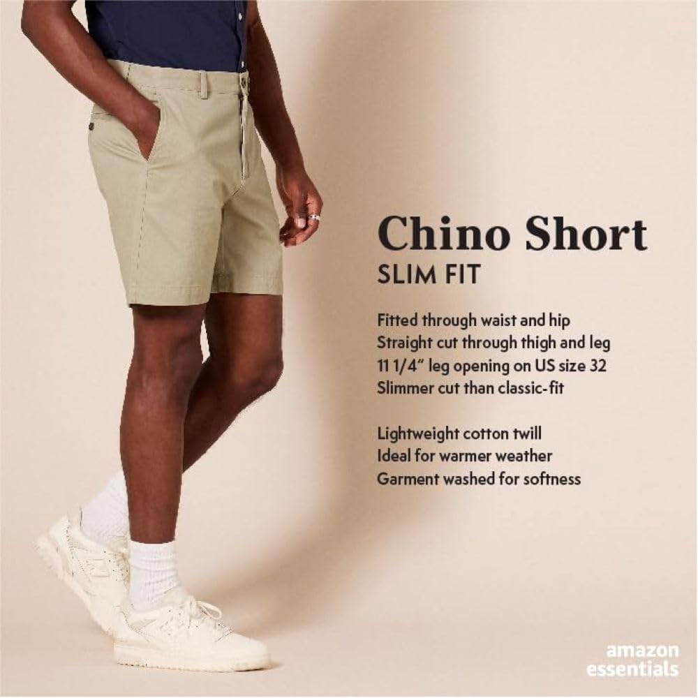 Amazon Essentials Men'S Slim-Fit 7" Chino Shorts