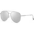 TJUTR Tangle Free Aviator Sunglasses for Women Men, Polarized UV400 Protection Trendy Shades, No-Snag Metal Frame Glasses A23 Satin Silver/Chrome Silver