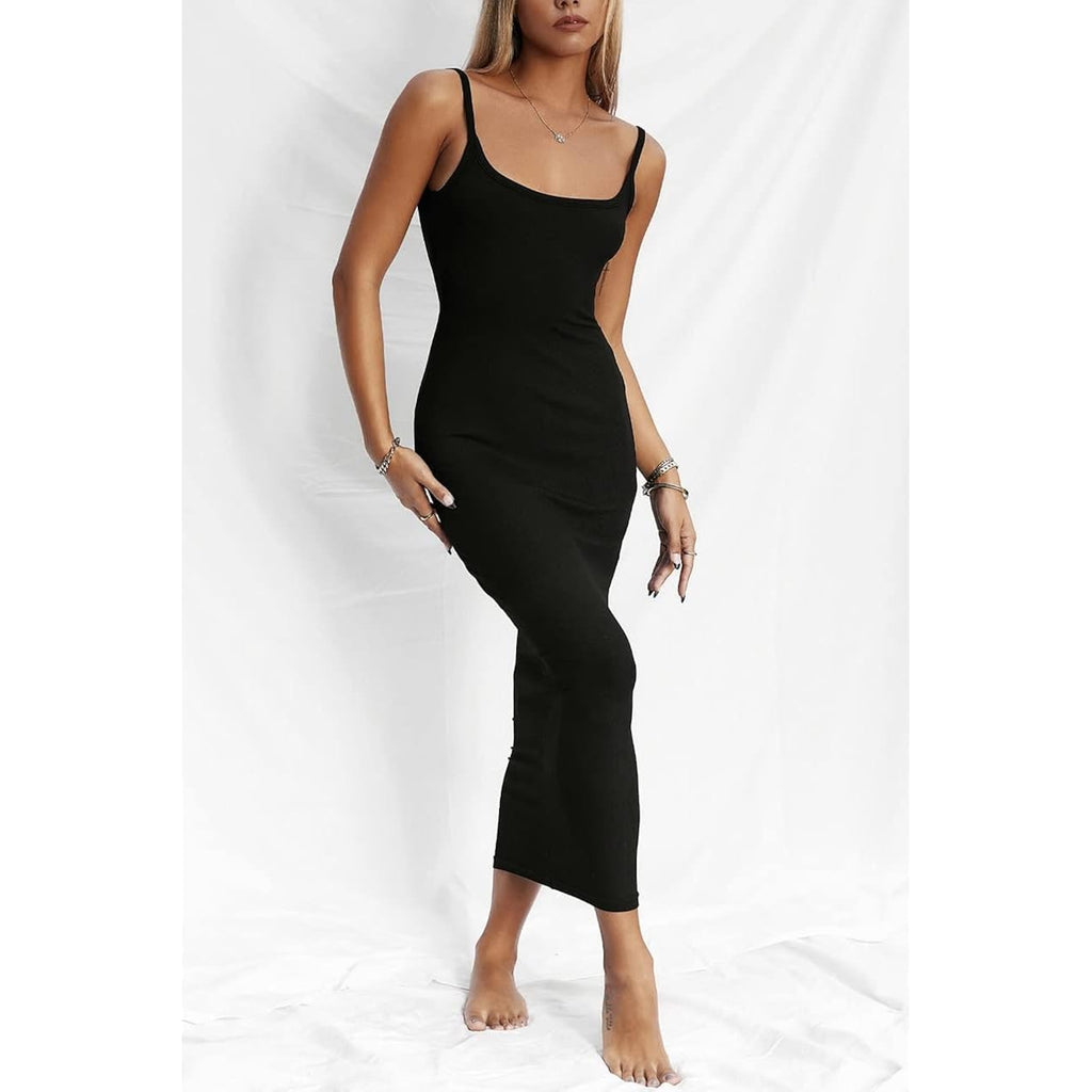 Women Backless Maxi Tank Dress Bodycon Sexy Open Back Hollow Long Dresses Sleeveless Elegant Cocktail Party Dress