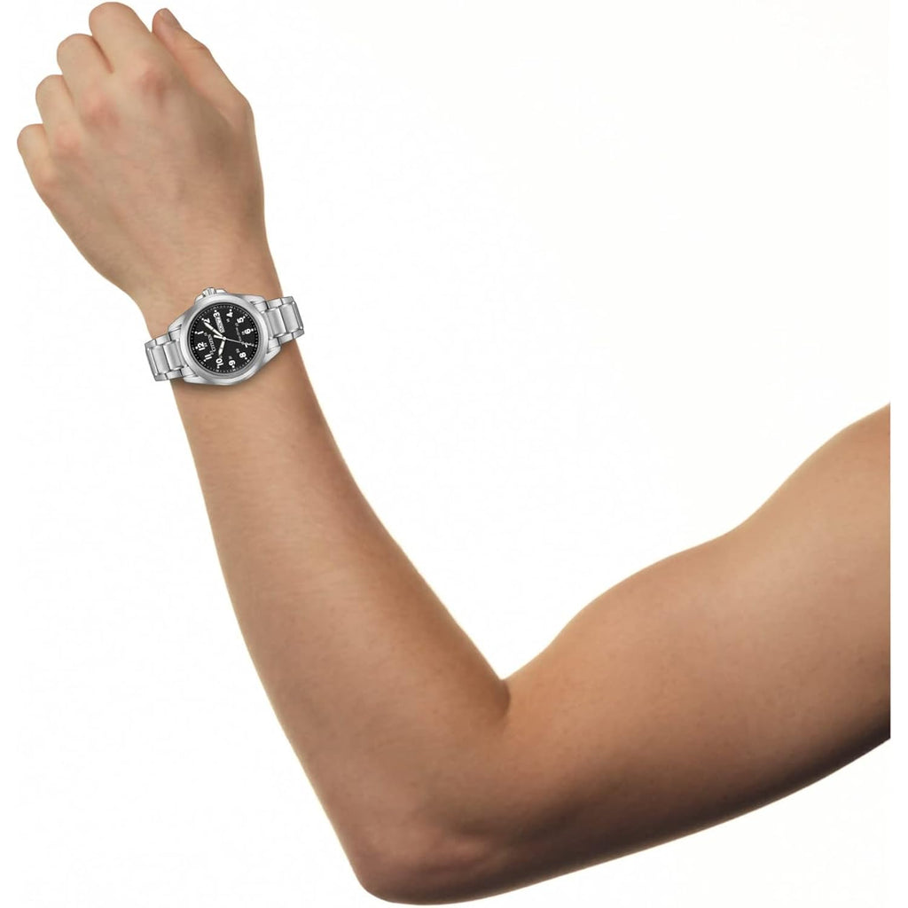 Citizen Men'S Eco-Drive Weekender Garrison Field Watch In Stainless Steel, Black Dial, Arabic Markers, Luminous, 43Mm (Model: Aw0050-82E)