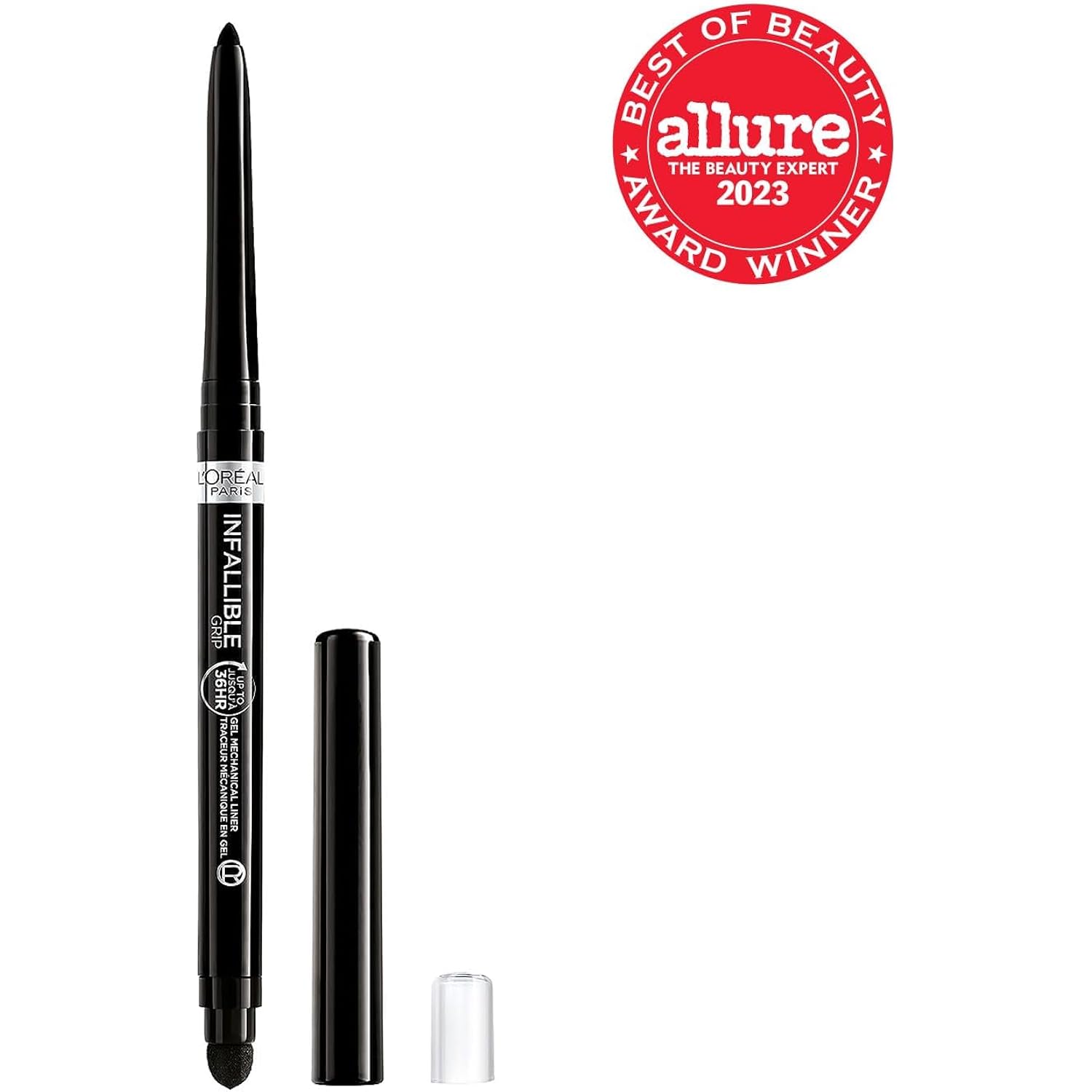 L'Oreal Paris Infallible Grip Mechanical Gel Eyeliner Pencil, Smudge-Resistant, Waterproof Eye Makeup with Up to 36HR Wear, Intense Black, 0.01 Oz