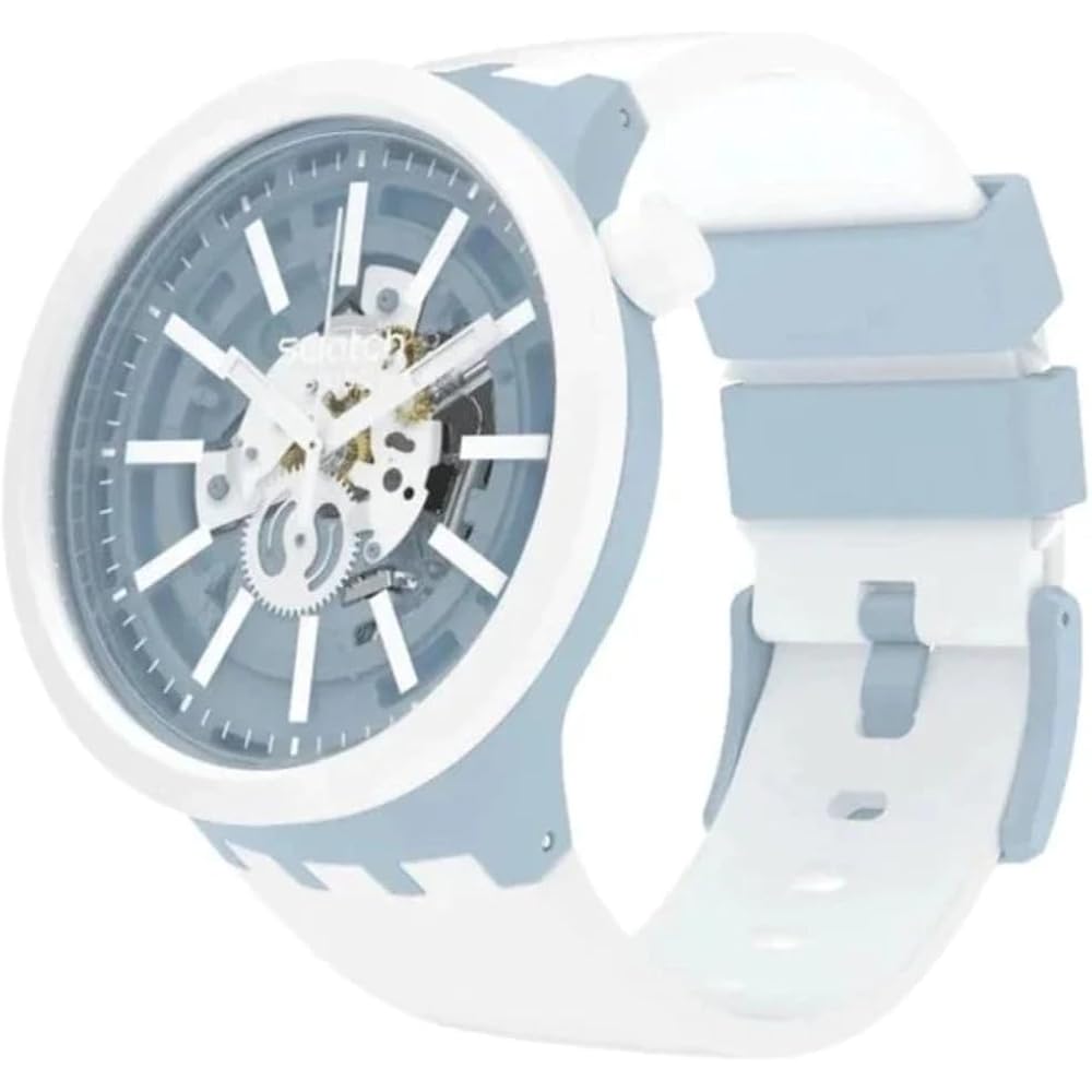 Swatch Big Bold Bioceramic Lacquered Unisex Watch Casual Plastic White Automatic Waterproof Whice