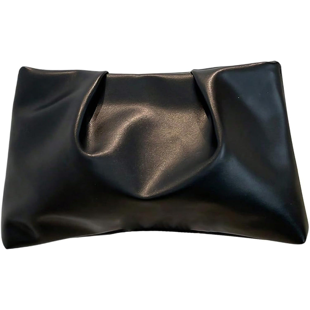 Oyoangle Women'S Pu Leather Clutch Purses Small Zipper Ruched Minimalist Handbag