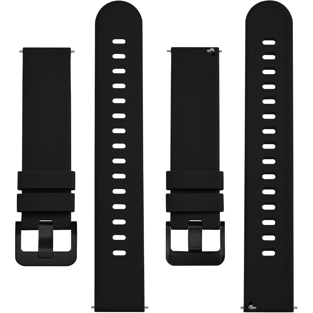 Bisonstrap Silicone Watch Bands, Slim Watch Straps With Quick Release, 22Mm, Black With Black Buckle