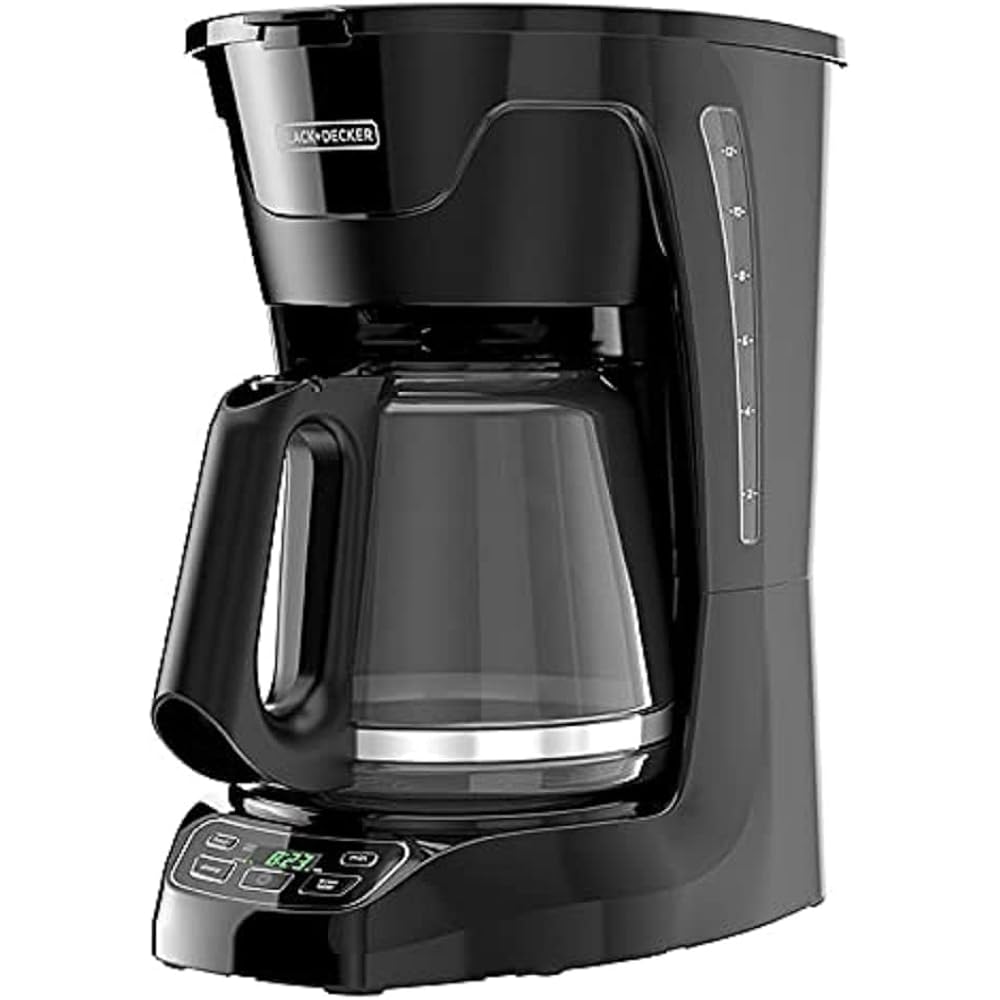 Black+Decker Cm1110B Programable 12-Cup Coffee Maker, Easy Pour, Non-Drip Carafe With Removable Filter Basket, Black