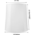 12”X14”X15" Prestige Drum Lampshade With Brass Spider Fitter - Perfect For Table And Desk Lamps - Medium Drum Cylinder, White Shantung Fabric