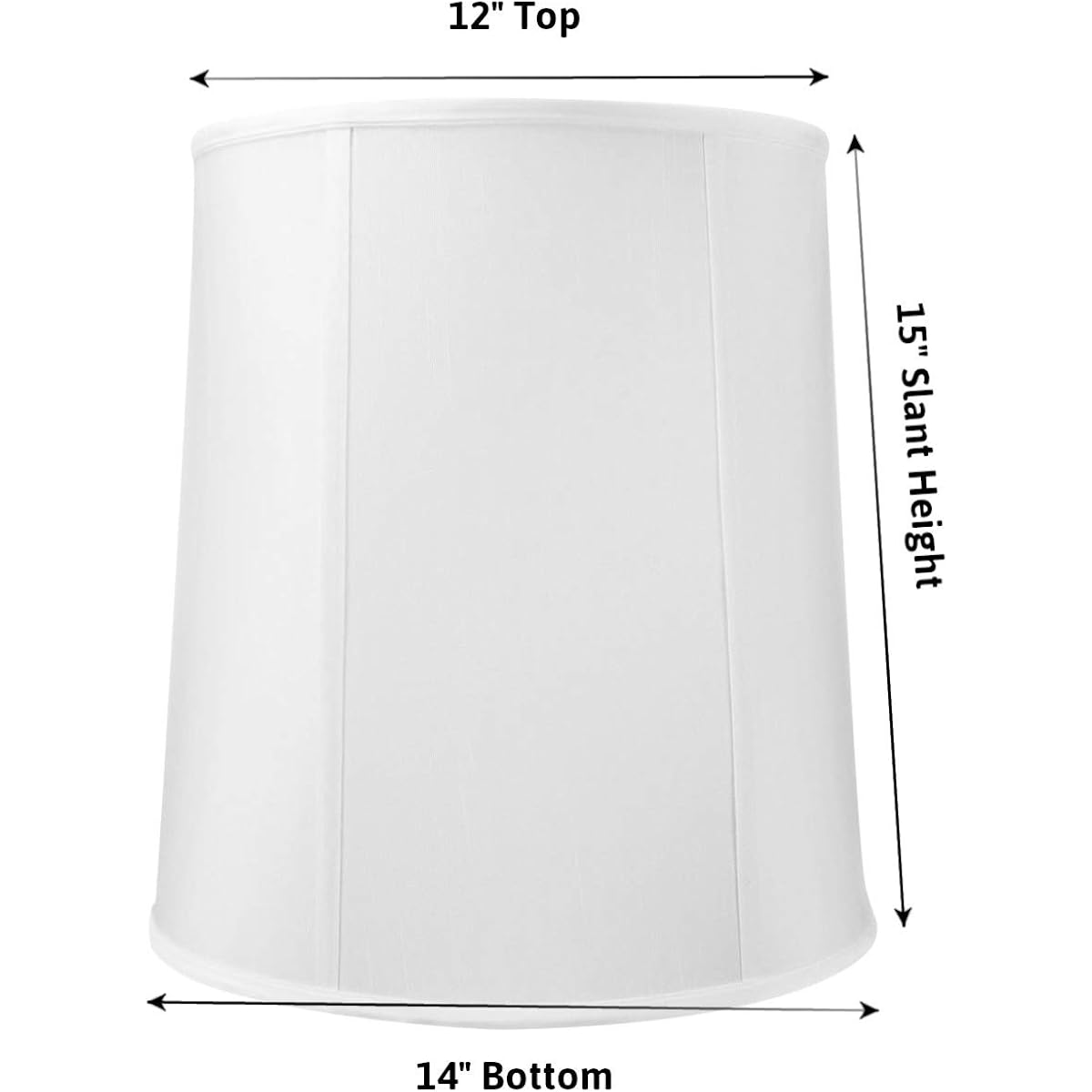 12”X14”X15" Prestige Drum Lampshade With Brass Spider Fitter - Perfect For Table And Desk Lamps - Medium Drum Cylinder, White Shantung Fabric