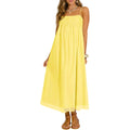 Wenrine Women'S Summer Boho Maxi Dresses Spaghetti Straps Chiffon Casual Sundress Beach Vacation Long Dress With Pockets
